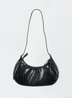 Shoulder bag Faux croc leather material  Zip fastening  Adjustable shoulder strap  Single external pocket with zip fastening Two inner pockets Silver-toned hardware Flat base 