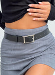 Belt Faux leather material Silver-toned buckle