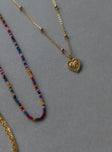 Necklace Pack of three  Single beaded styles  Dainty gold chains  Heart pendant 