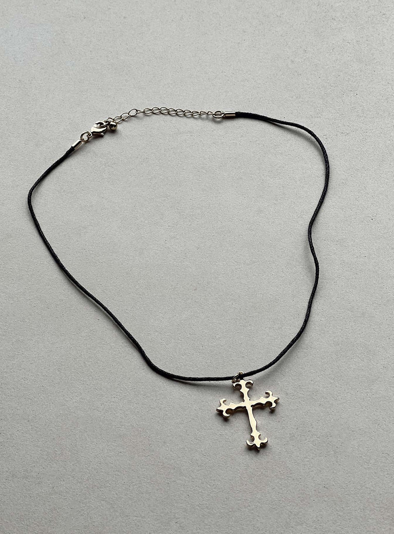 Necklace Gold-toned  Cross charm Lobster clasp fastening