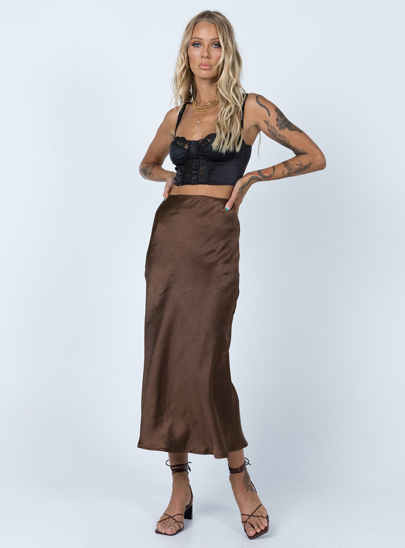 Silk 2025 skirt brown