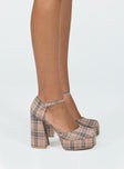 Chabert Platform Heels Beige Plaid