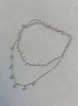 Necklace Silver toned Choker style Fixed chains - these cannot be worn separately Diamante detail Lobster clasp fastening