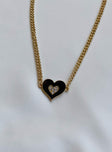 Necklace Choker style Heart pendant Gold-toned