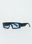 Sunglasses Rectangle frame  Blue tinted lenses  Moulded nose bridge 