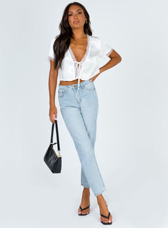 product Princess Polly Short Sleeves V-Neck  Vintage Tie Up Top White