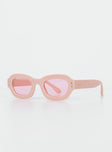 Sunglasses  80% PC  20% AC UV 400 Pink tinted lenses  Moulded nose bridge 