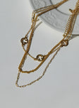 Necklace pack 60% brass 40% zinc alloy  Pack of three - these can be worn separately  Gold-toned  Lobster clasp fastening 