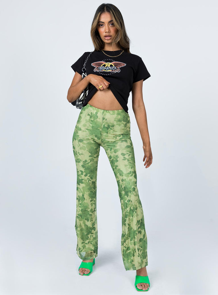 Motel Heny Trouser Blurred Floral Green