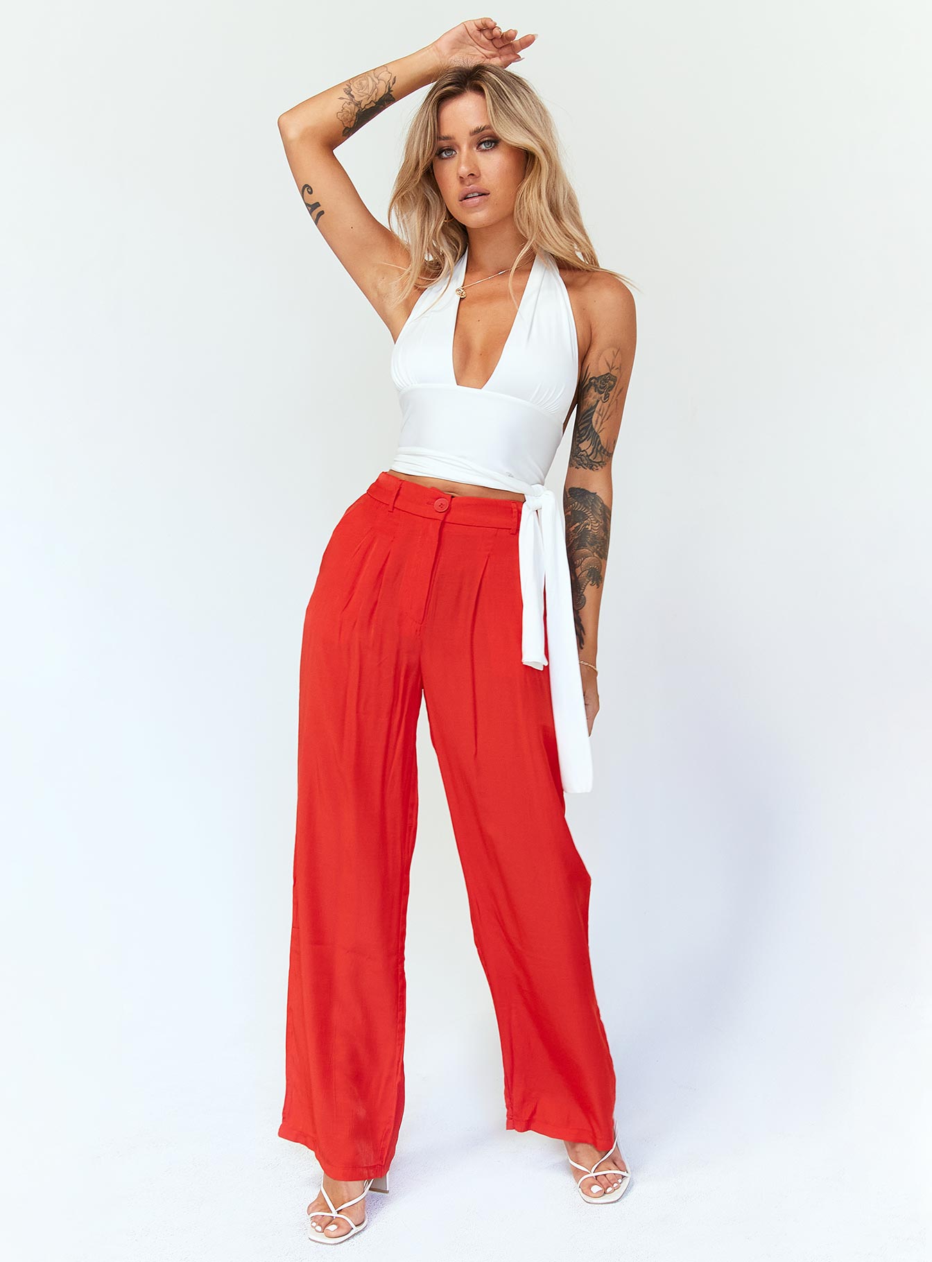 front view of model wearing Princess Polly Disco Dreams Top White 