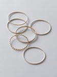 Bracelet set Pack of six Bangle style Gold-toned