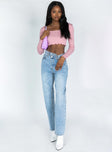 front view of model wearing Princess Polly Leon Top Pink 