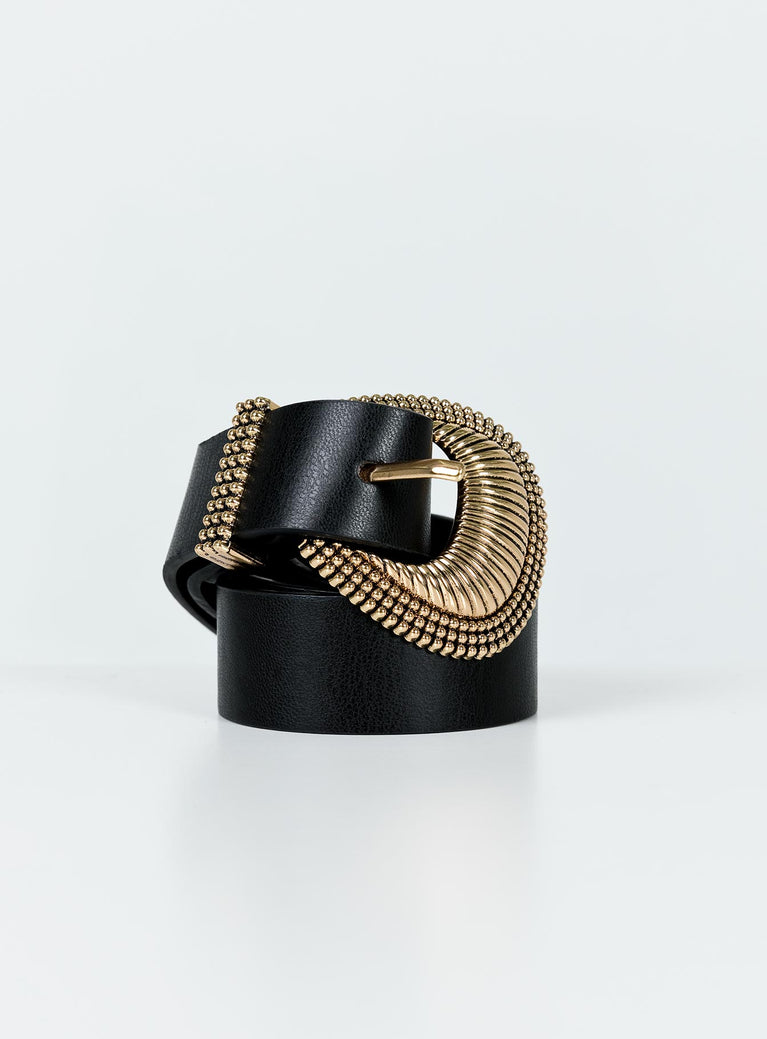 Waist belt Faux leather material Gold-toned hardware