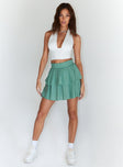   front view of model wearing Princess Polly Greta Mini Skirt Green 