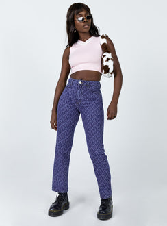 front view of model wearing Princess Polly Love Lounge Denim Jeans Mid Rise 