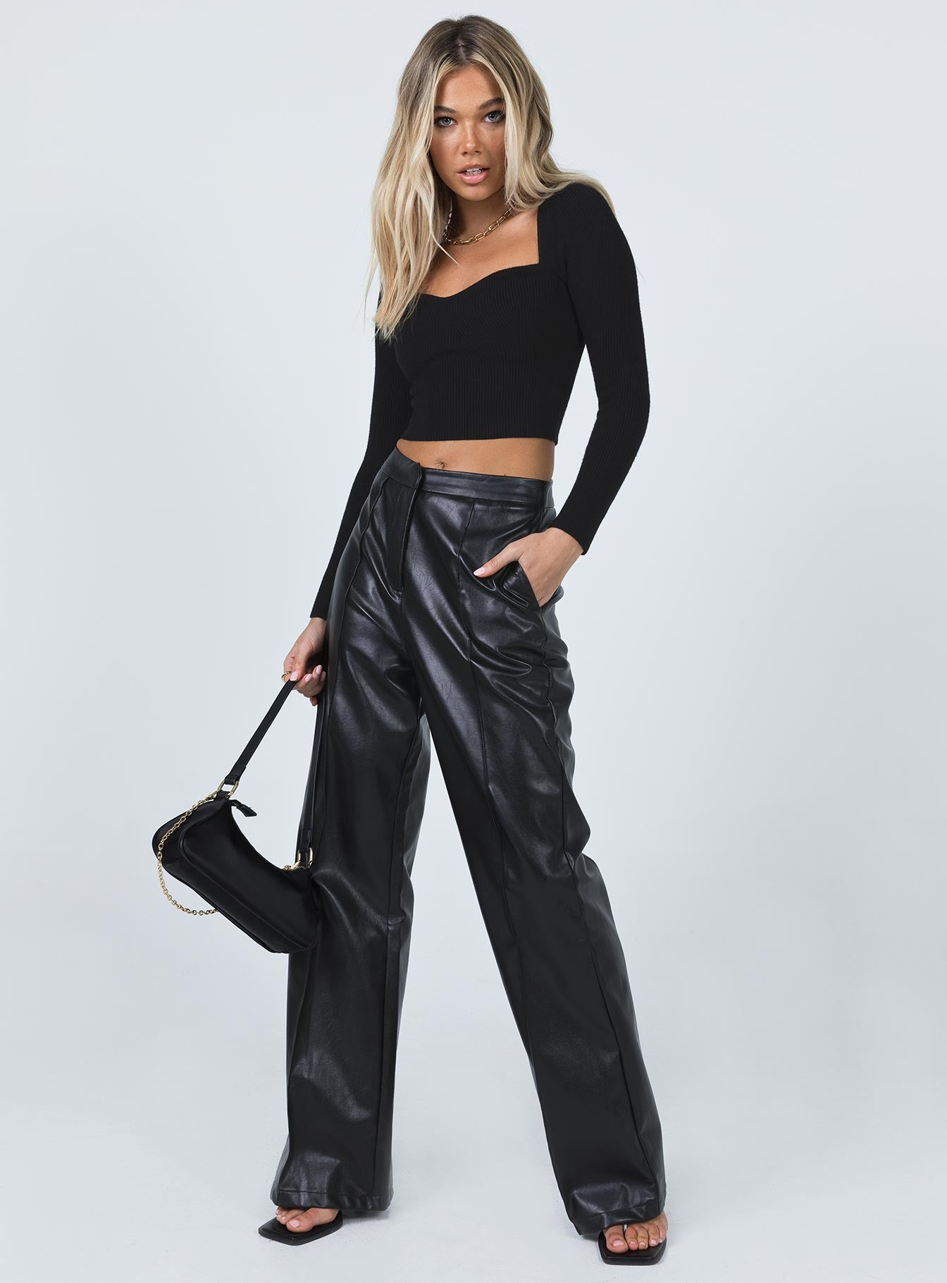 product Princess Polly Full Sleeves Sweetheart  Alima Long Sleeve Top Black