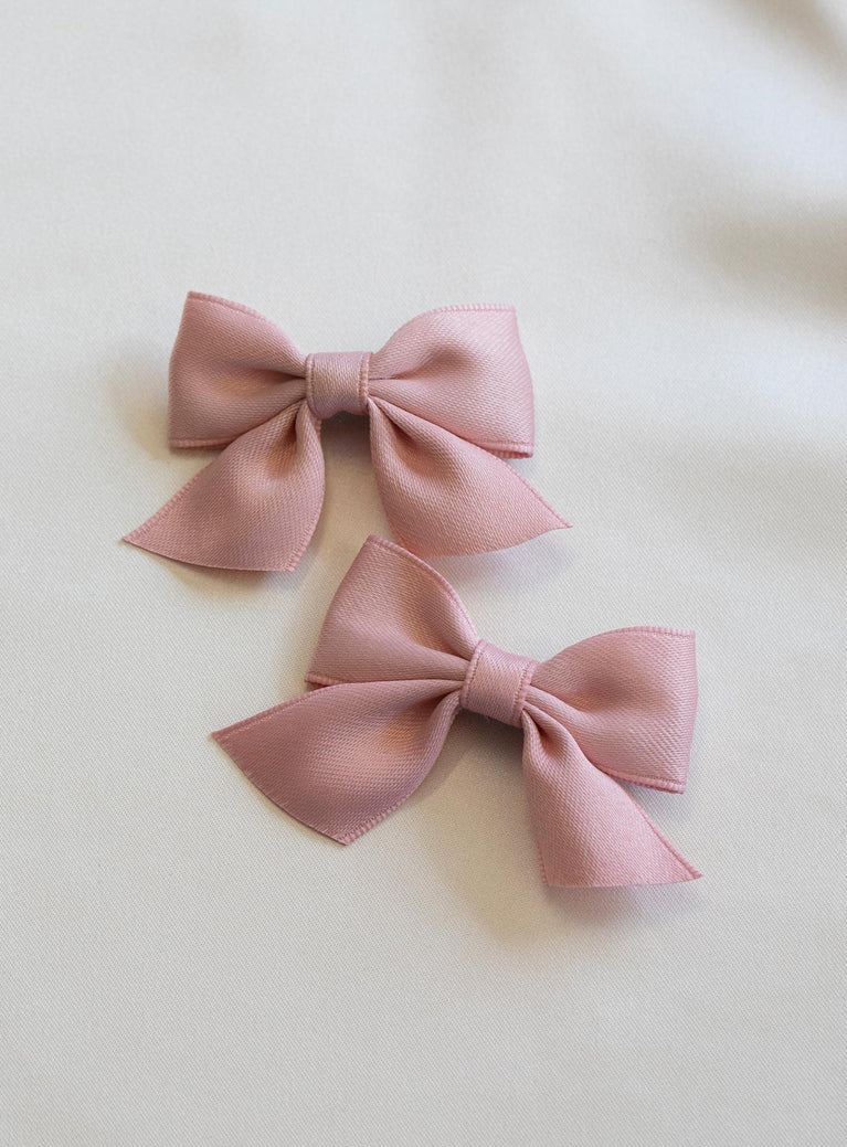 Pink Hair clips Set of two Bow design Alligator style clip
