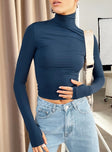 product Princess Polly Full Sleeves High Neck  Elysium Long Sleeve Turtleneck Top Navy