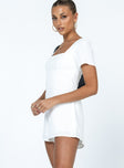 Romper Inner silicone strip at shoulders  Square neckline  Invisible zip fastening at back 