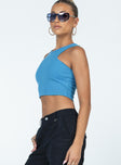 Blue tank top Cropped Ribbed material 