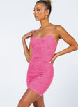 side view of model wearing Princess Polly Evan Mini Dress Pink 