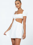Princess Polly Square Neck  Solice Mini Dress White