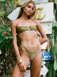 Janea Ruched Shine Bikini Bottoms Green