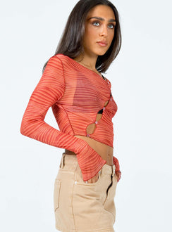 side view of model wearing Princess Polly Keziah Top Orange 