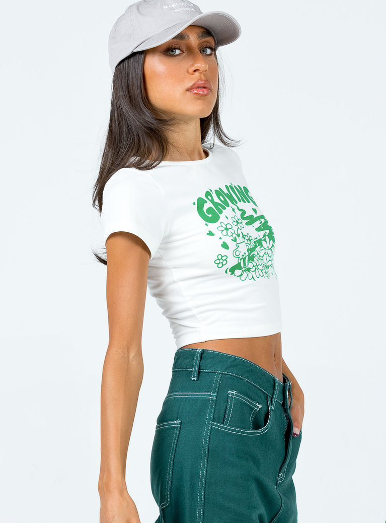 Growing Cropped Tee White