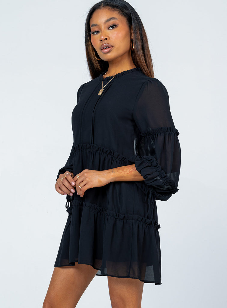 Eden Bloom Mini Dress Black