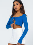 Long sleeve crop top Soft knit material  Tie front fastening Open front 