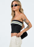Strapless tube top Ribbed knit material Stripe print