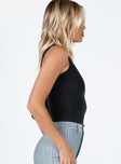 side view of model wearing Princess Polly Milford Top Black 