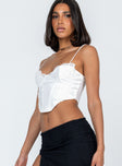 side view of model wearing Princess Polly Wendell Top White Sleeveless Sweetheart 