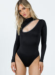 Princes Polly Full Sleeves  Belli Cut Out Bodysuit Black