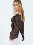 product Princess Polly Full Sleeves Square Neck  Love Galore Long Sleeve Top Brown