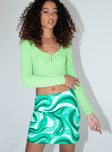   front view of model wearing Princess Polly Tuscany Mini Skirt Green 