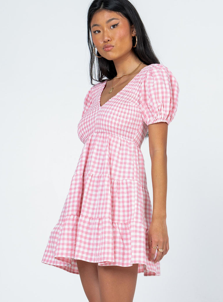 Luna Love Mini Dress Pink Gingham