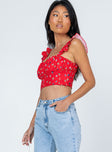 side view of model wearing Princess Polly Loralie Top Red 