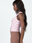 side view of model wearing Princess Polly Ardell Top Pink Multi 