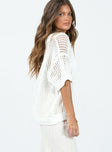 Rinder Knit Polo Top Cream
