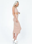 Matching set Soft knit material  Crop top  High waisted midi skirt  Elasticated waistband  Raw cut hem