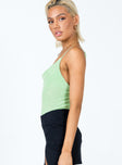 side view of model wearing Princess Polly Maia Bodysuit Sage Sleeveless Cowl 