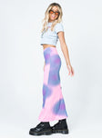 Ryleee Low Rise Blurred Maxi Skirt Pink