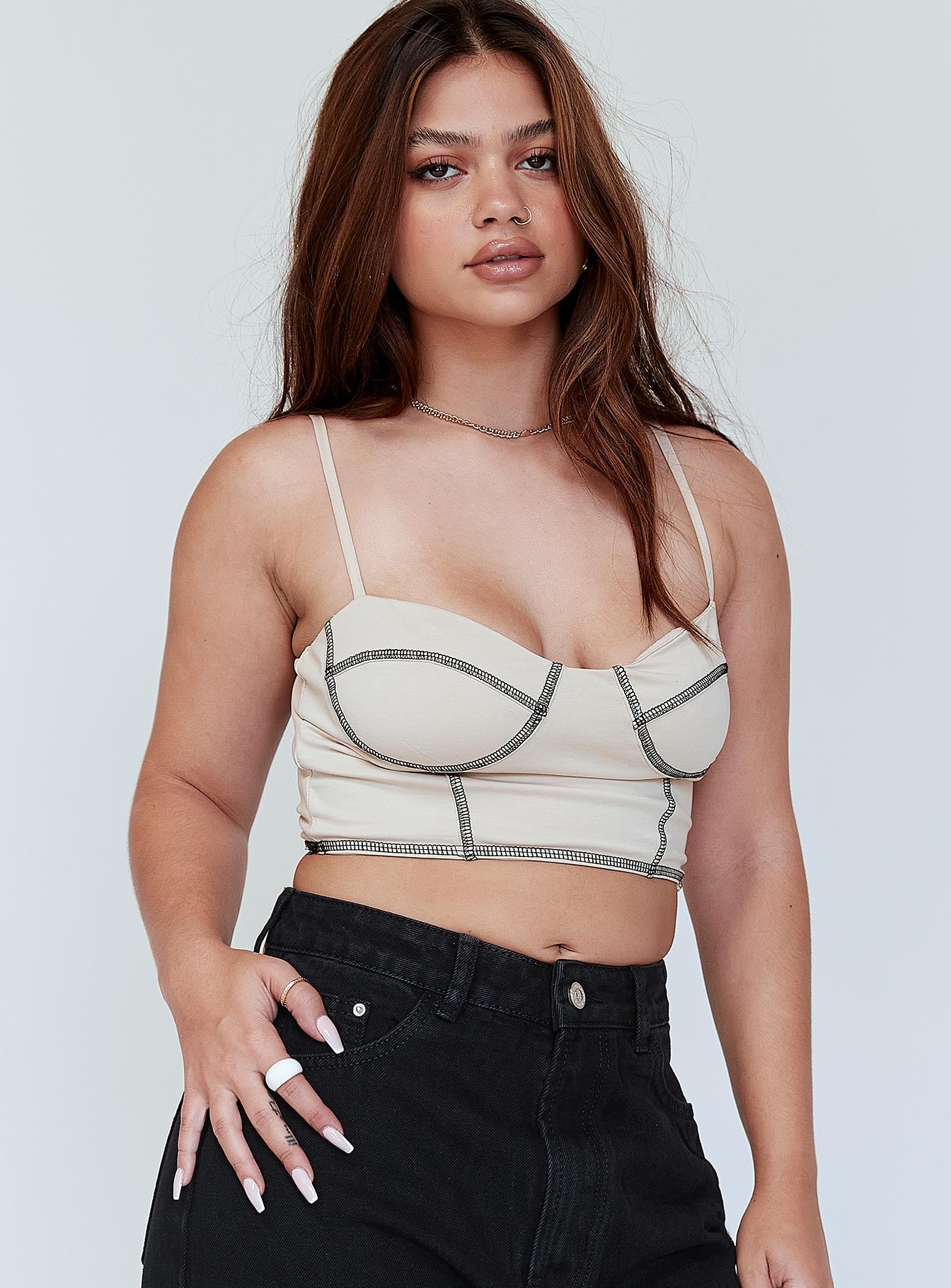 front view of model wearing Princess Polly Leilani Top 