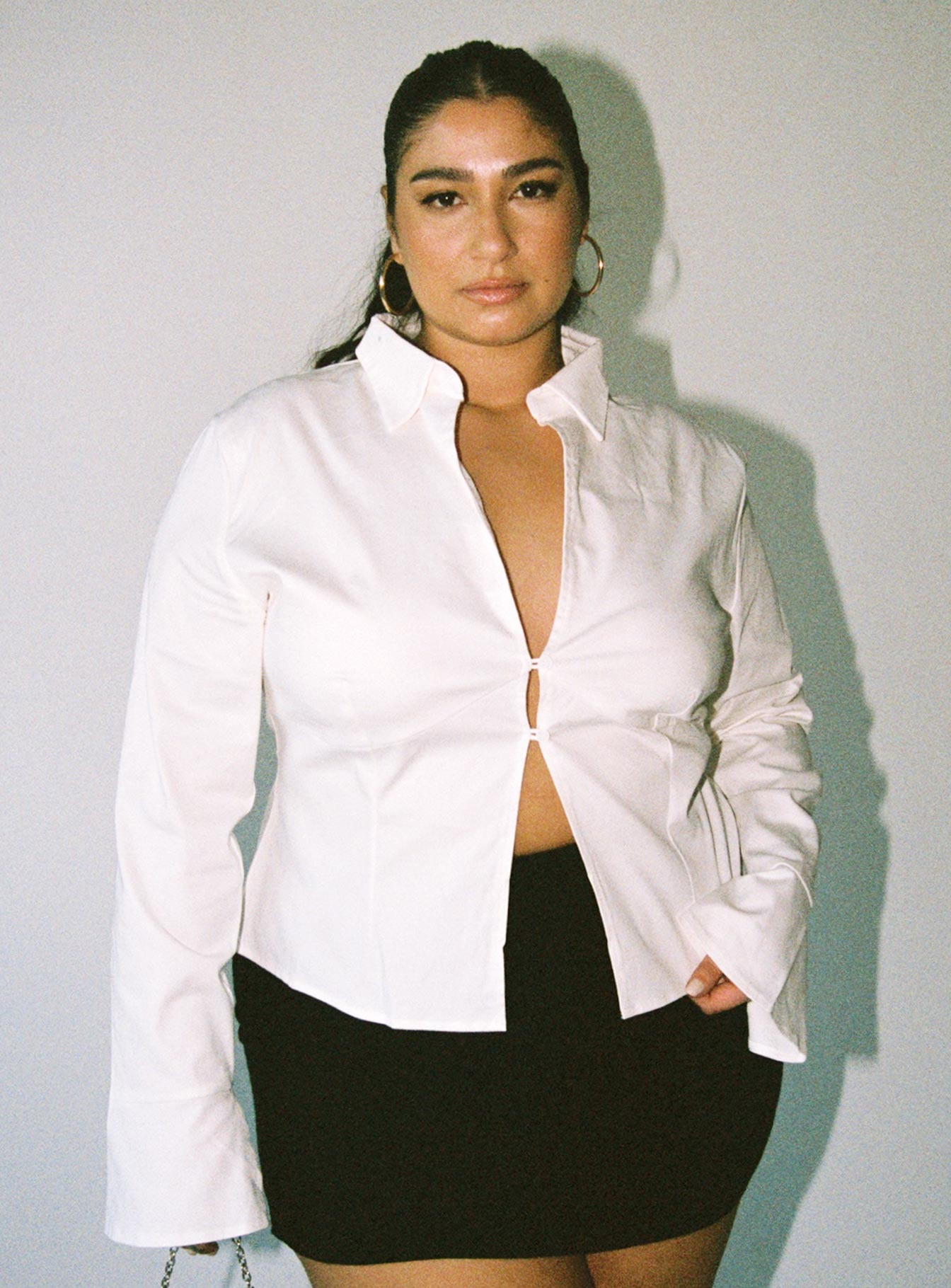 product Princess Polly Full Sleeves Square Neck  Belshaw Lace Up Back Shirt Ivory Curve