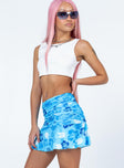   side view of model wearing Princess Polly Amelia Mini Skirt Blue Mini Skirts 