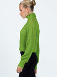 Mckilah Turtleneck Knit Sweater Green Princess Polly  Cropped 