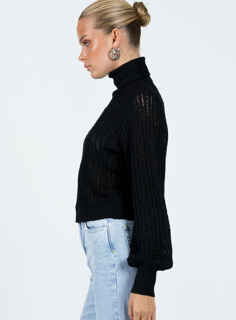 Mckilah Turtleneck Knit Jumper Black Princess Polly  Cropped 