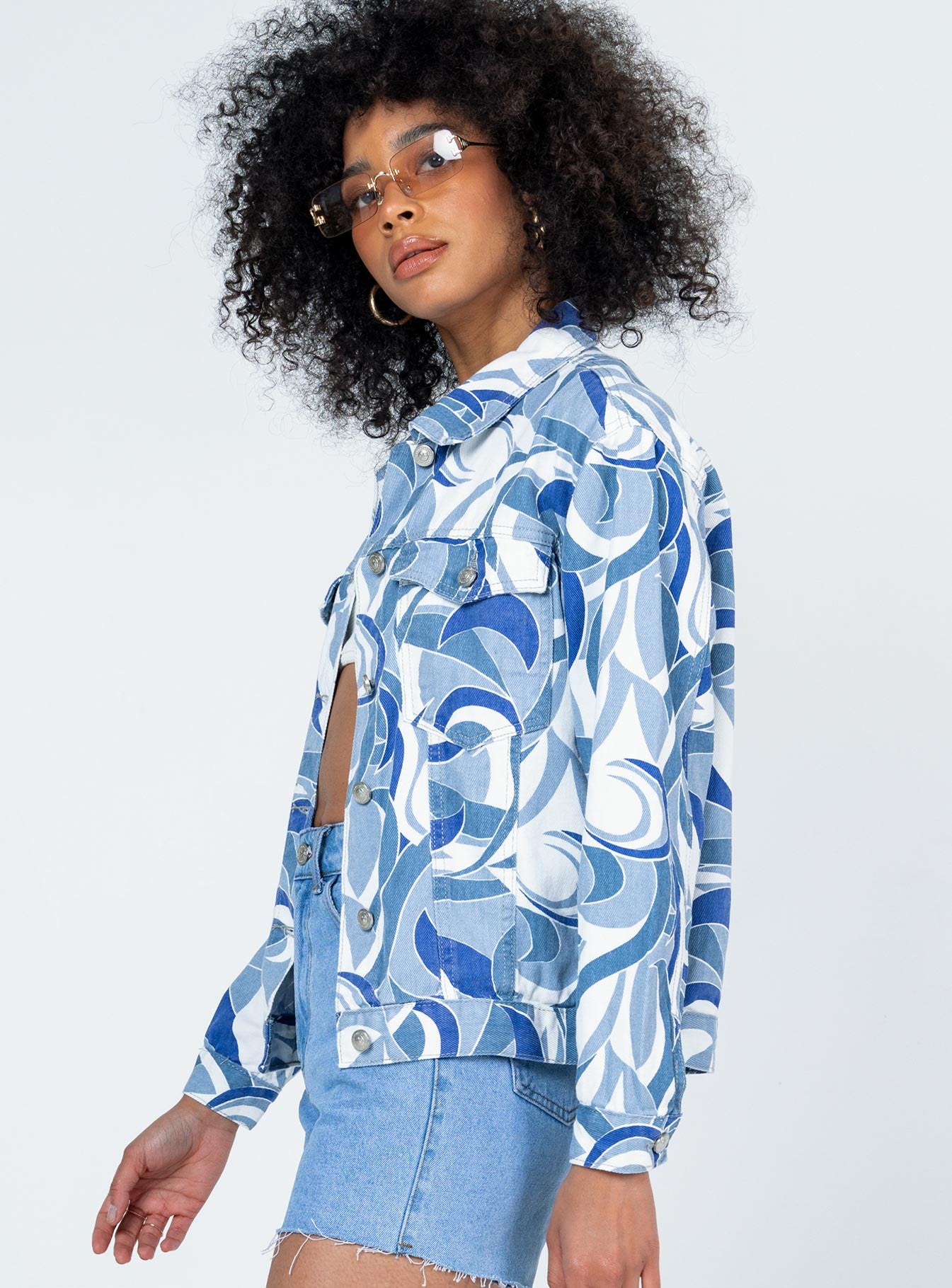 Motto Floral Print Denim Jacket – DOLLY